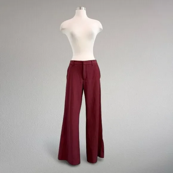 Banana Republic Red Brick Burgundy High Waisted Wide Leg Pants 4 - Picture 2 of 8